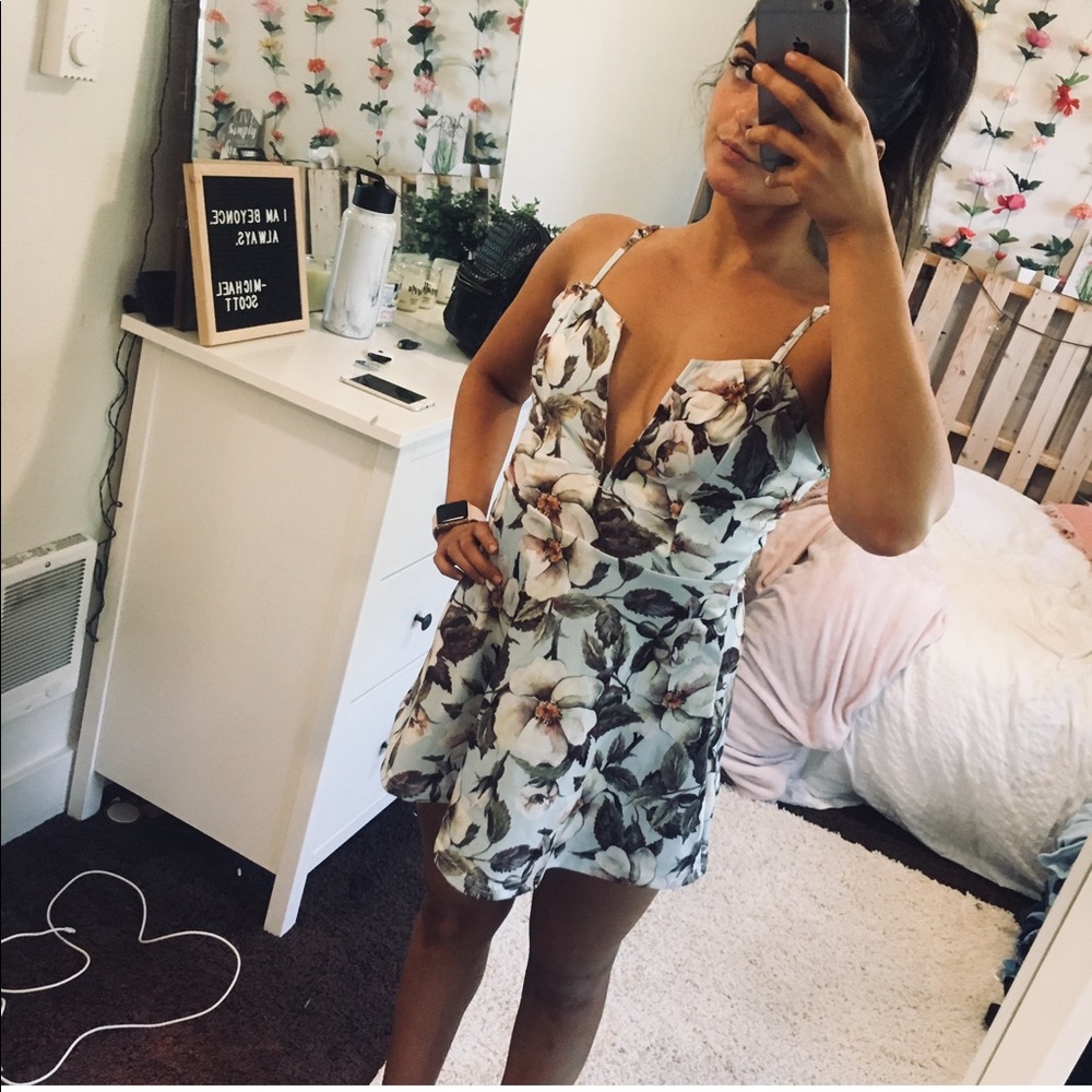 Light Blue Floral Print Dress